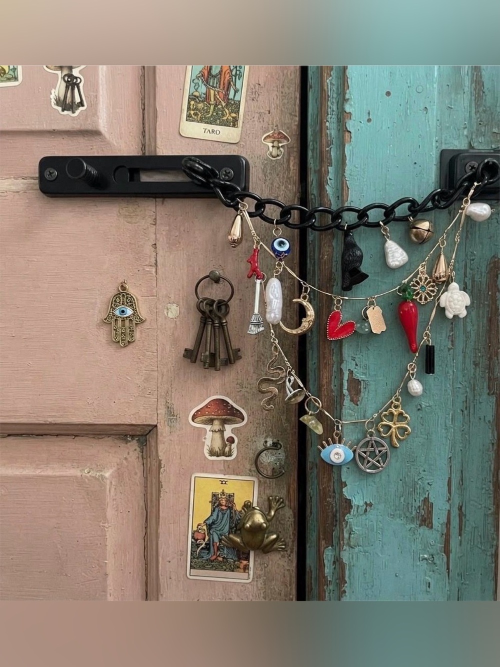 Black Multi-Charm Door Chain Lock - Protection Lock